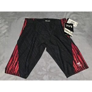 TYR Durafast Elite Jammer Bike Cycling Shorts Black Red Stretch Size 28 NWT New!